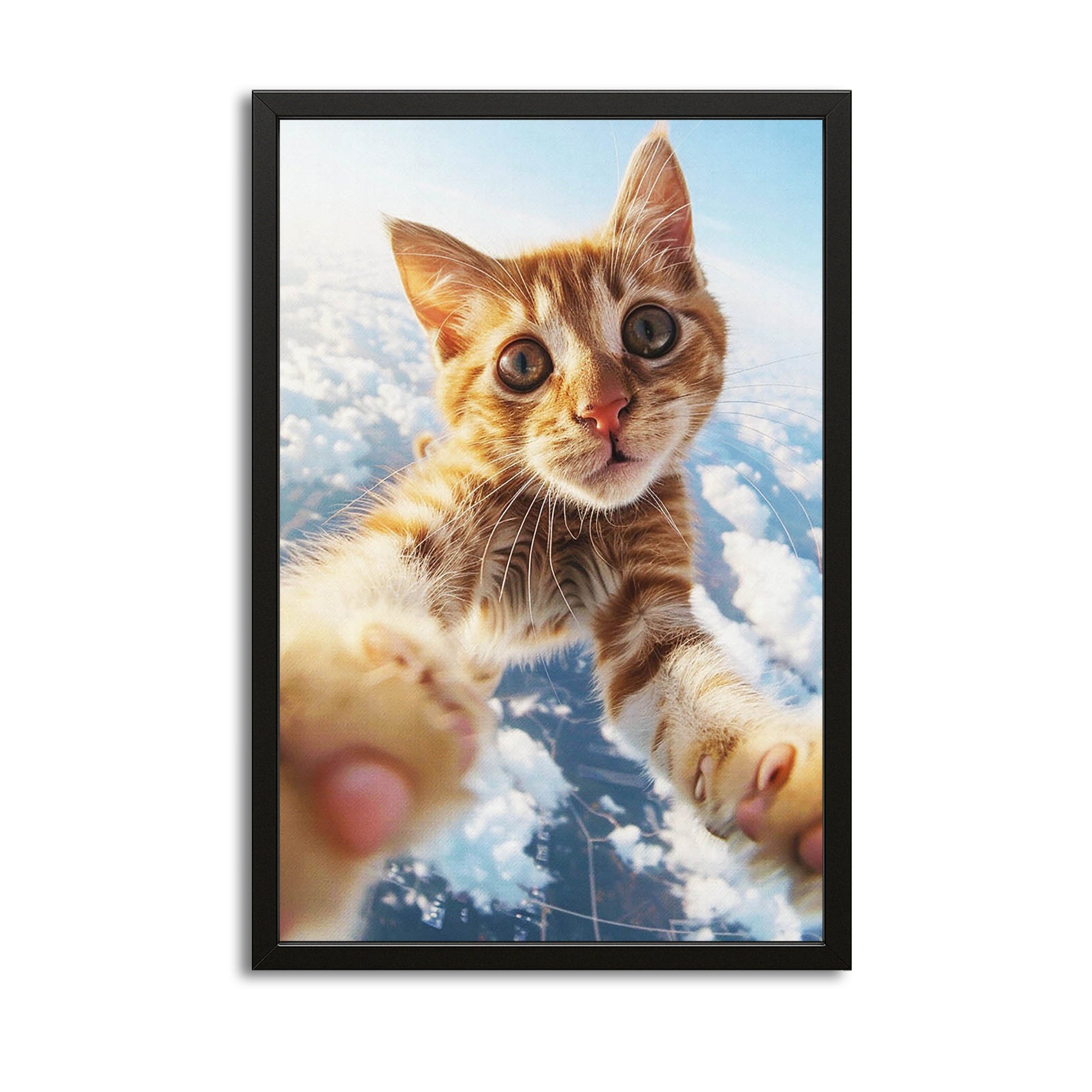 Sky Selfie Cat Wall Art – canvas print on white background