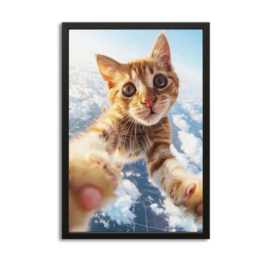 Sky Selfie Cat Wall Art – canvas print on white background