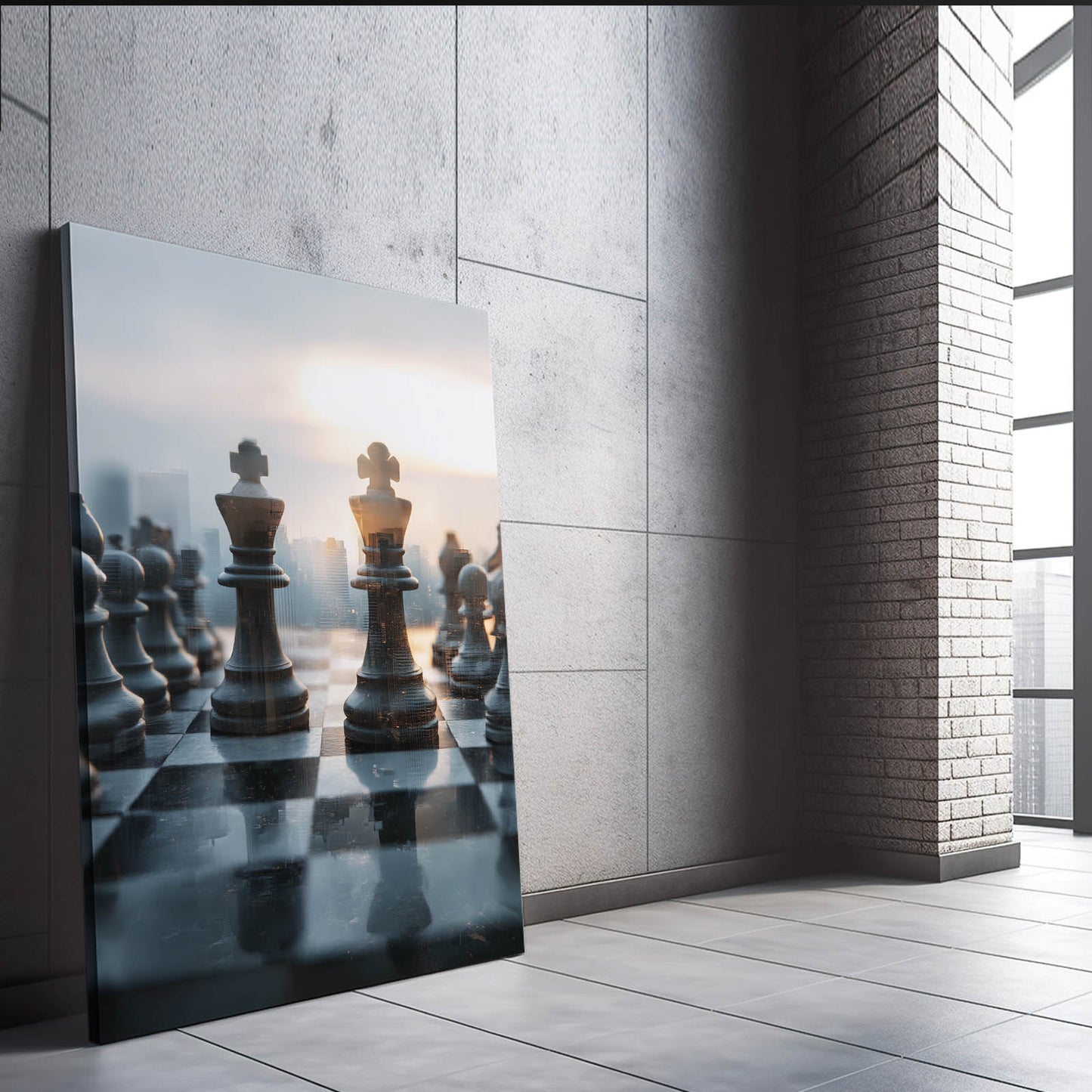 Skyline Board Dawn Chess Prints – styled in a furnished interior