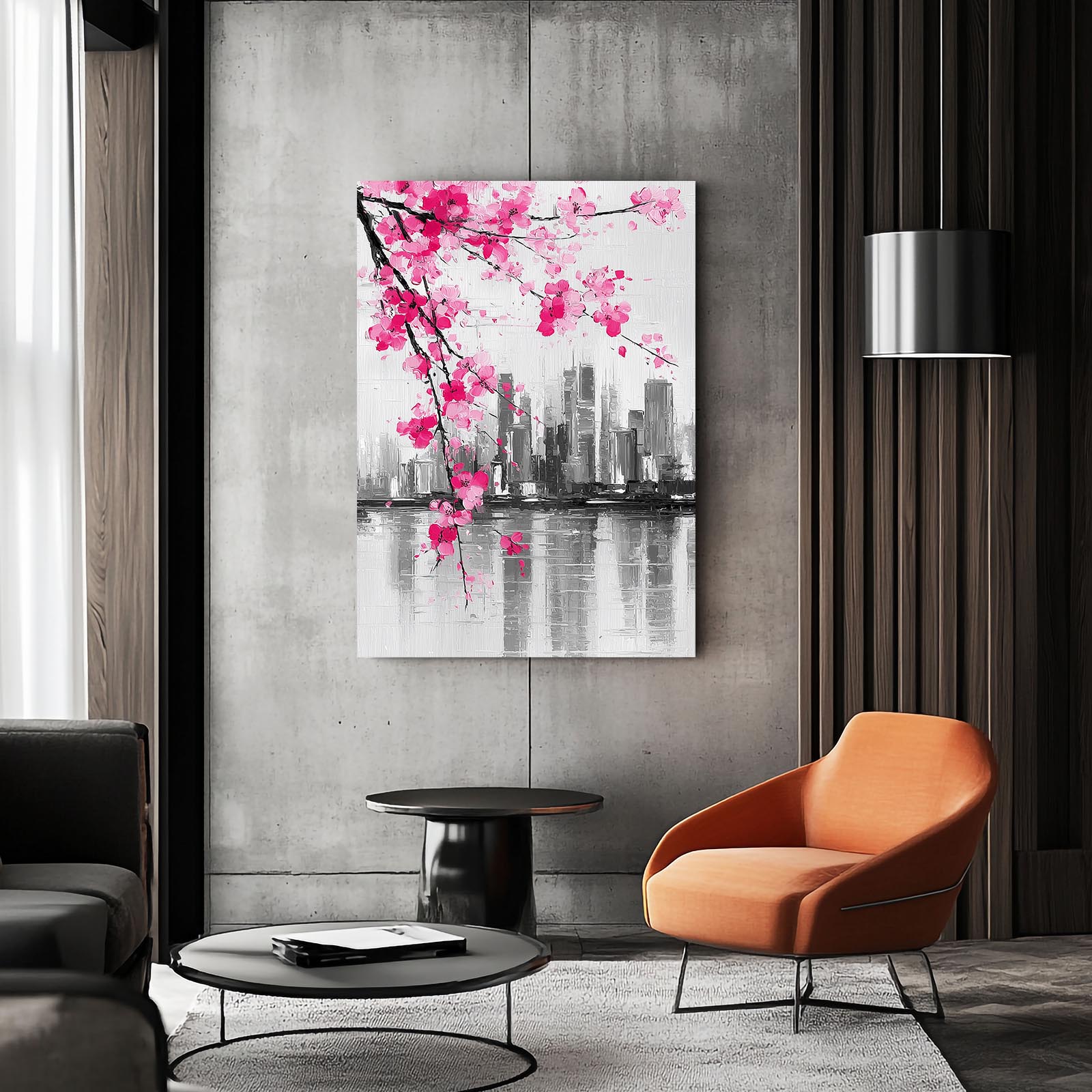 Skyline Ink Branch Cherry Blossom Wall Decor – styled in a furnished interior