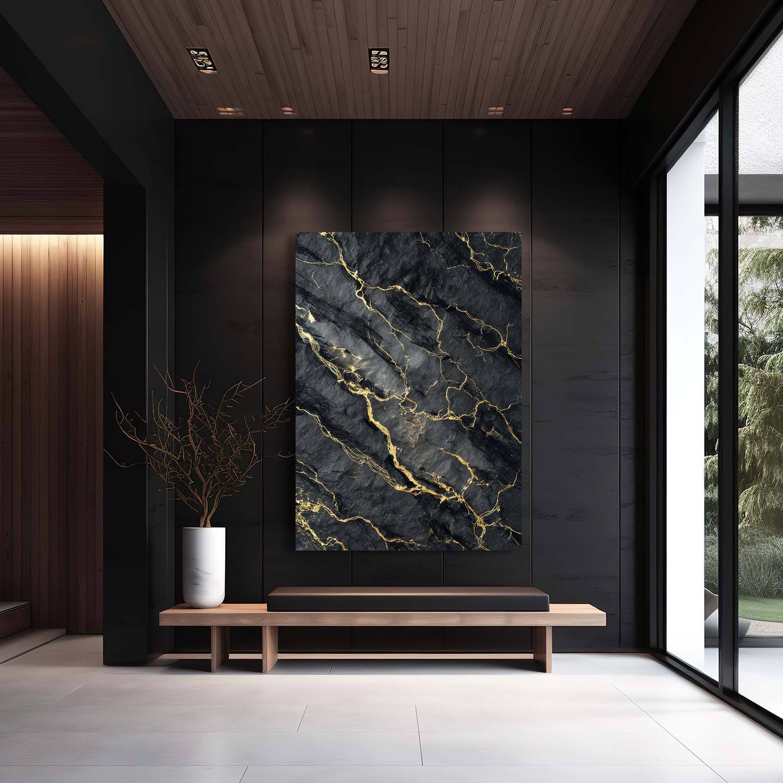 Slate Gold Veins Wall Decor – styled in a furnished interior