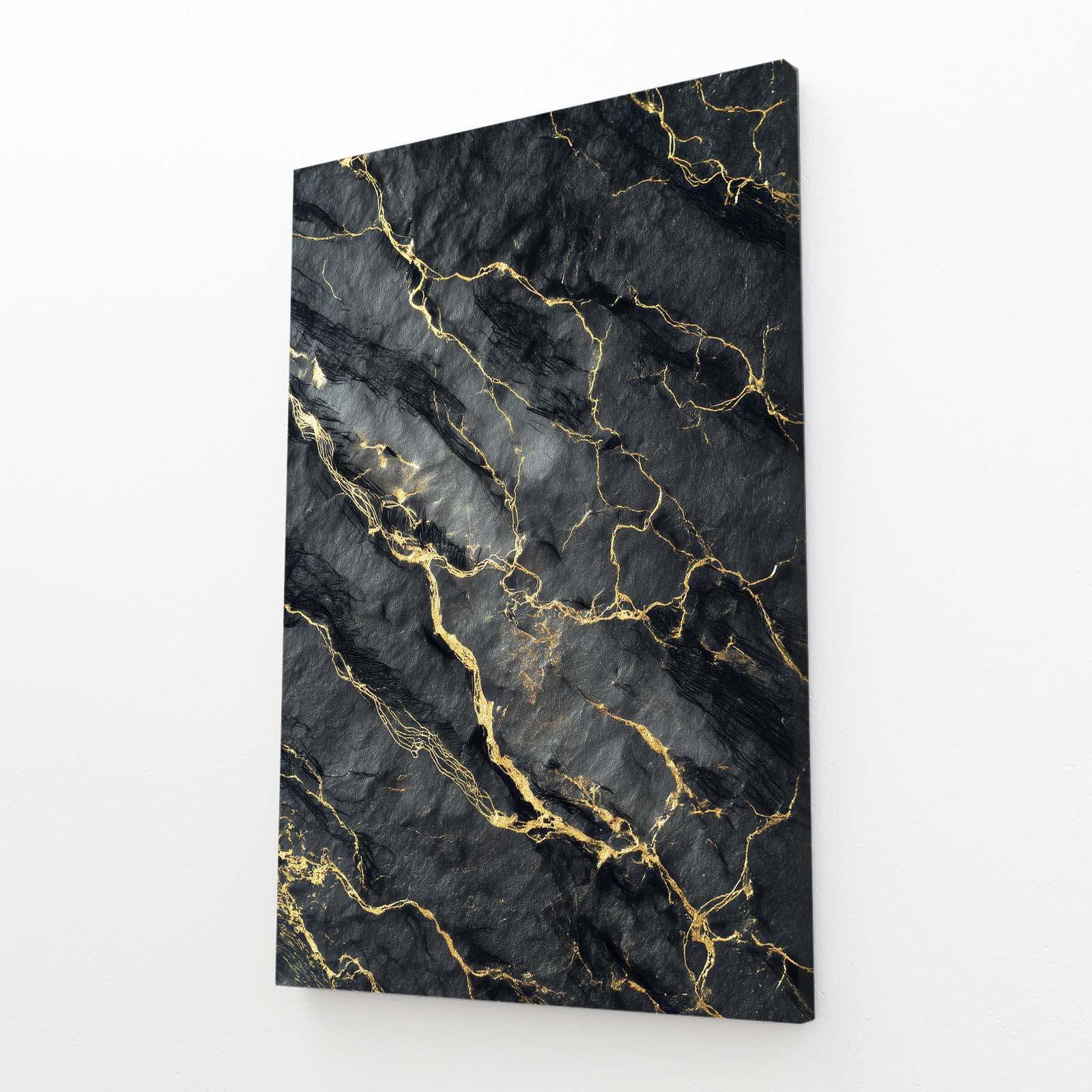Slate Gold Veins Wall Decor – angled canvas view on white background