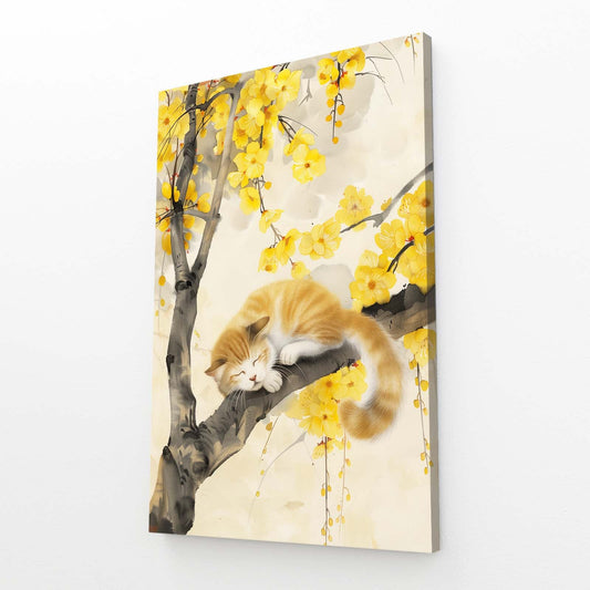 Sleeping Cat in Blossom Art