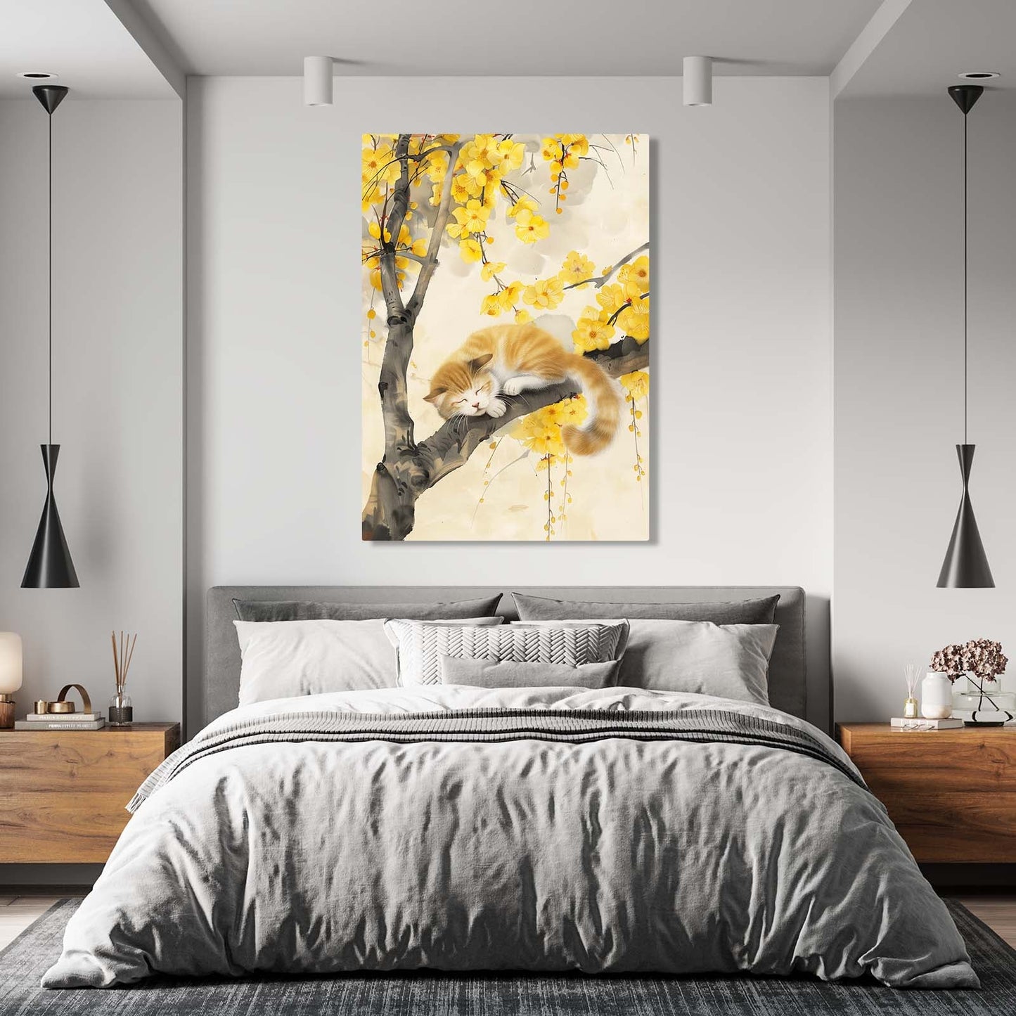 Sleeping Cat in Blossom Art