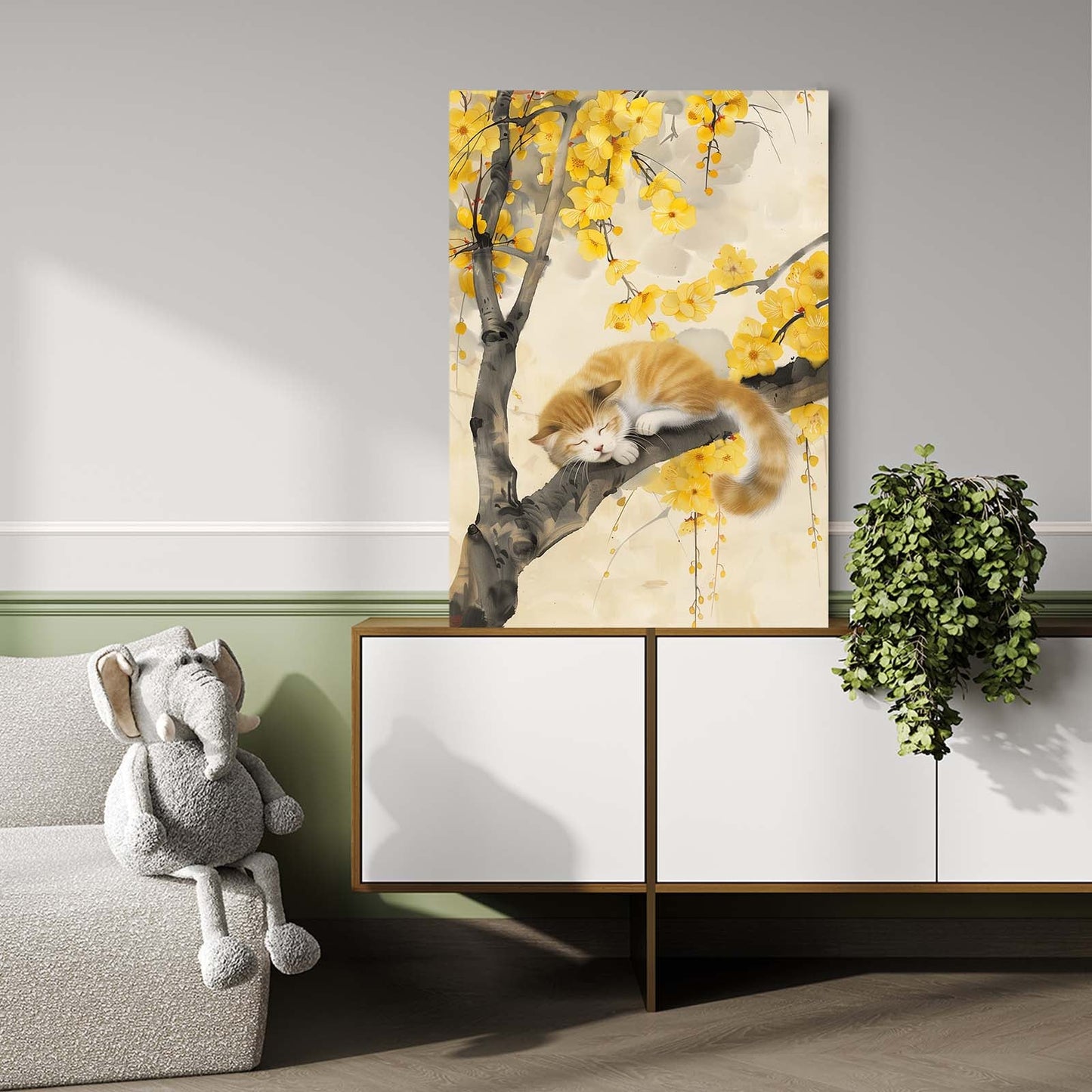 Sleeping Cat in Blossom Art