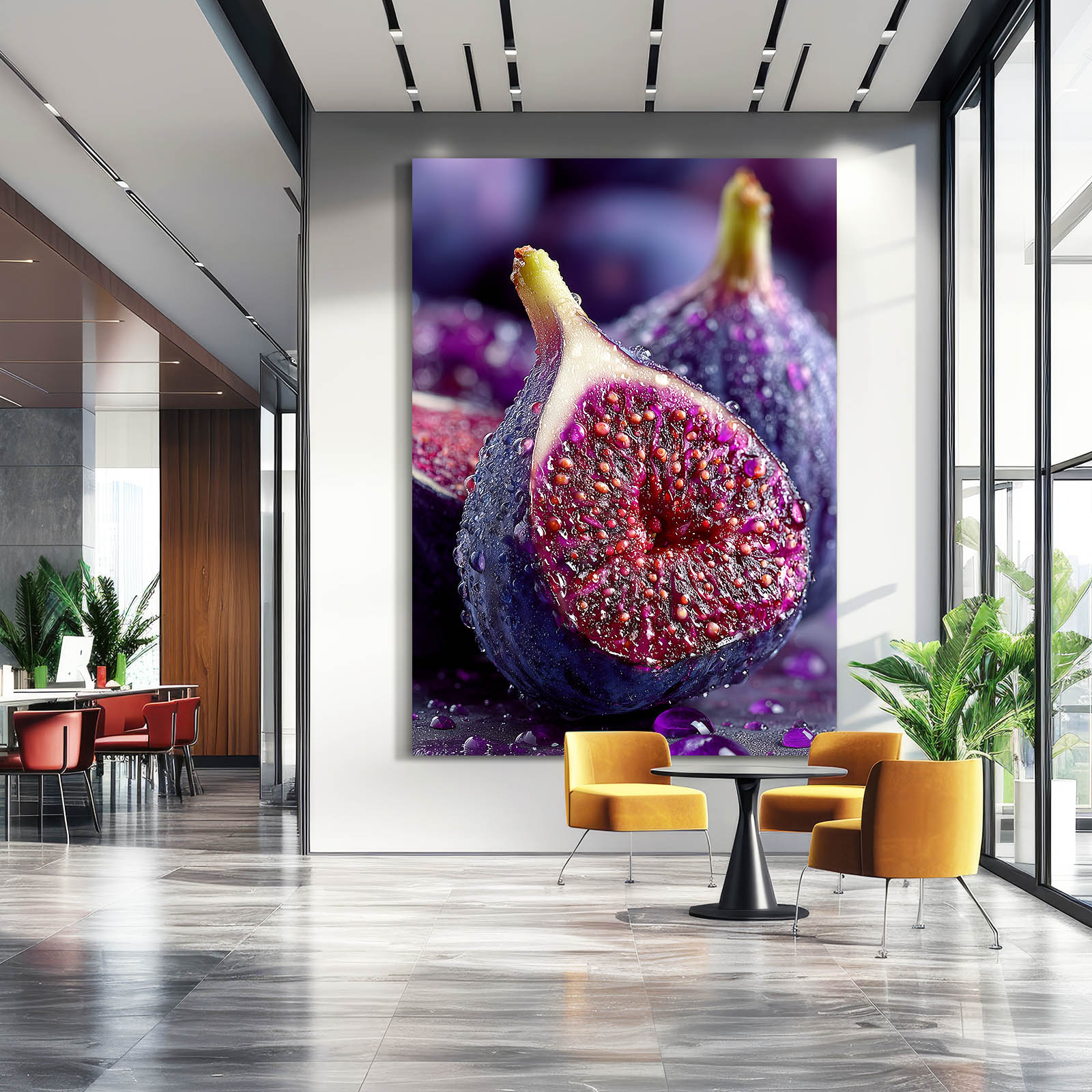 Sliced Fig Macro Fruit Canvas – styled in a furnished interior