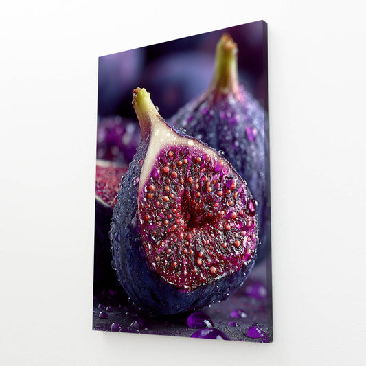 Sliced Fig Macro Fruit Canvas – angled canvas view on white background