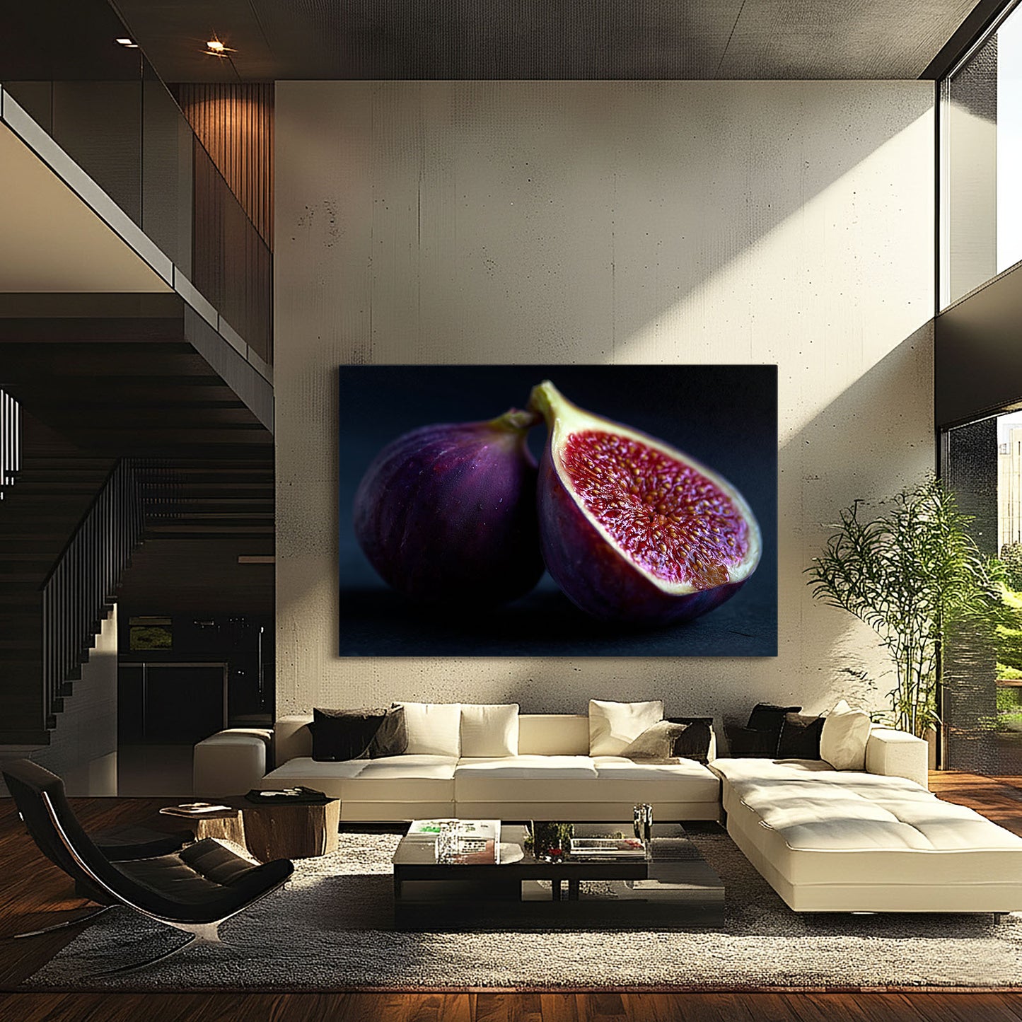 Sliced Fig Purple Fruit Prints – styled in a furnished interior