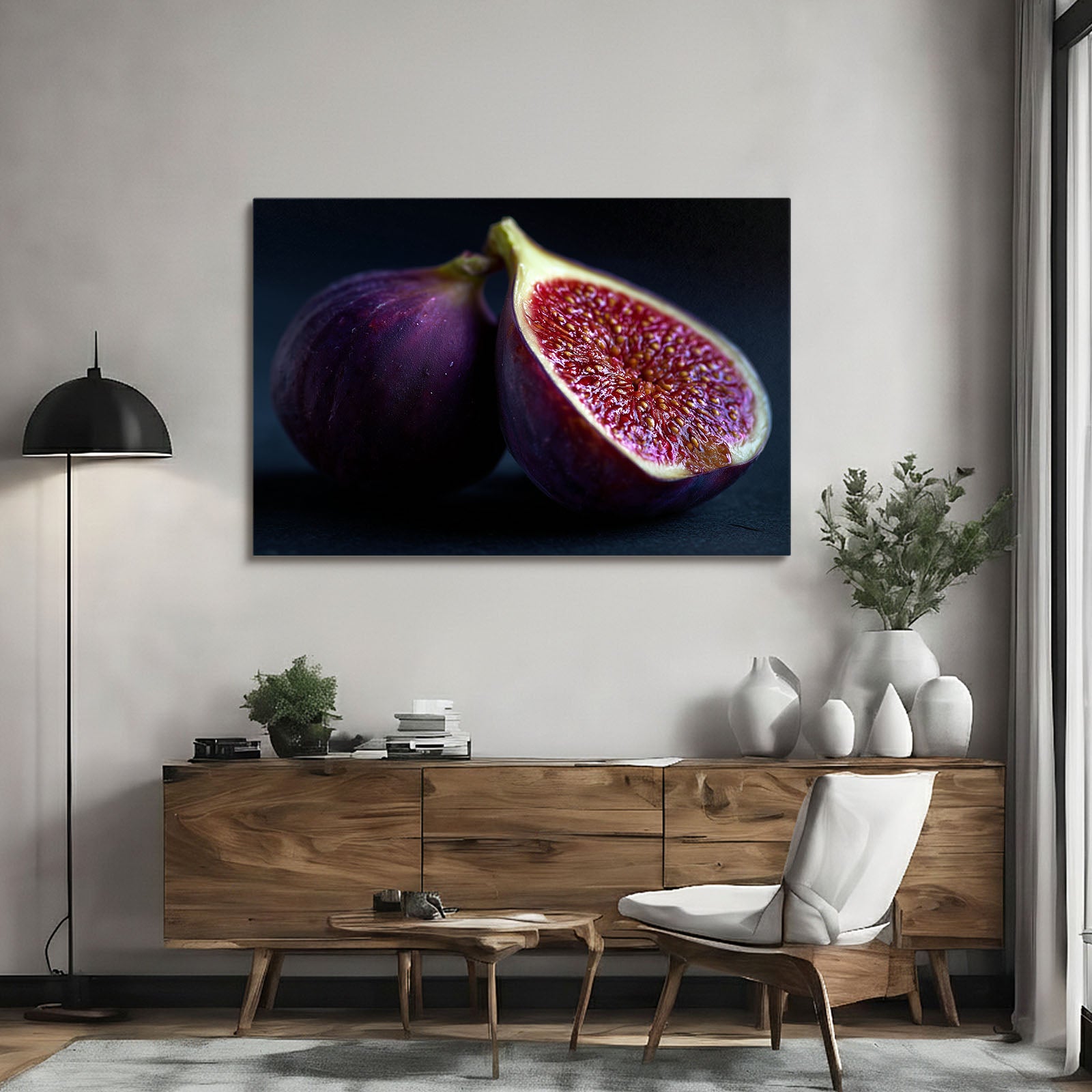 Sliced Fig Purple Fruit Prints – styled in a furnished interior