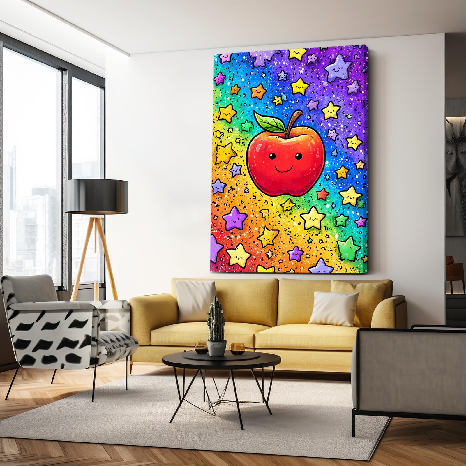 Smiling Star Apple Canvas – styled in a furnished interior