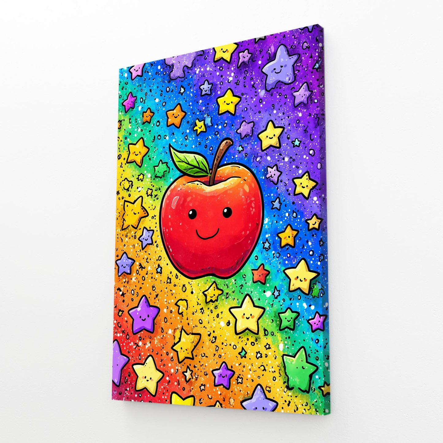 Smiling Star Apple Canvas – angled canvas view on white background