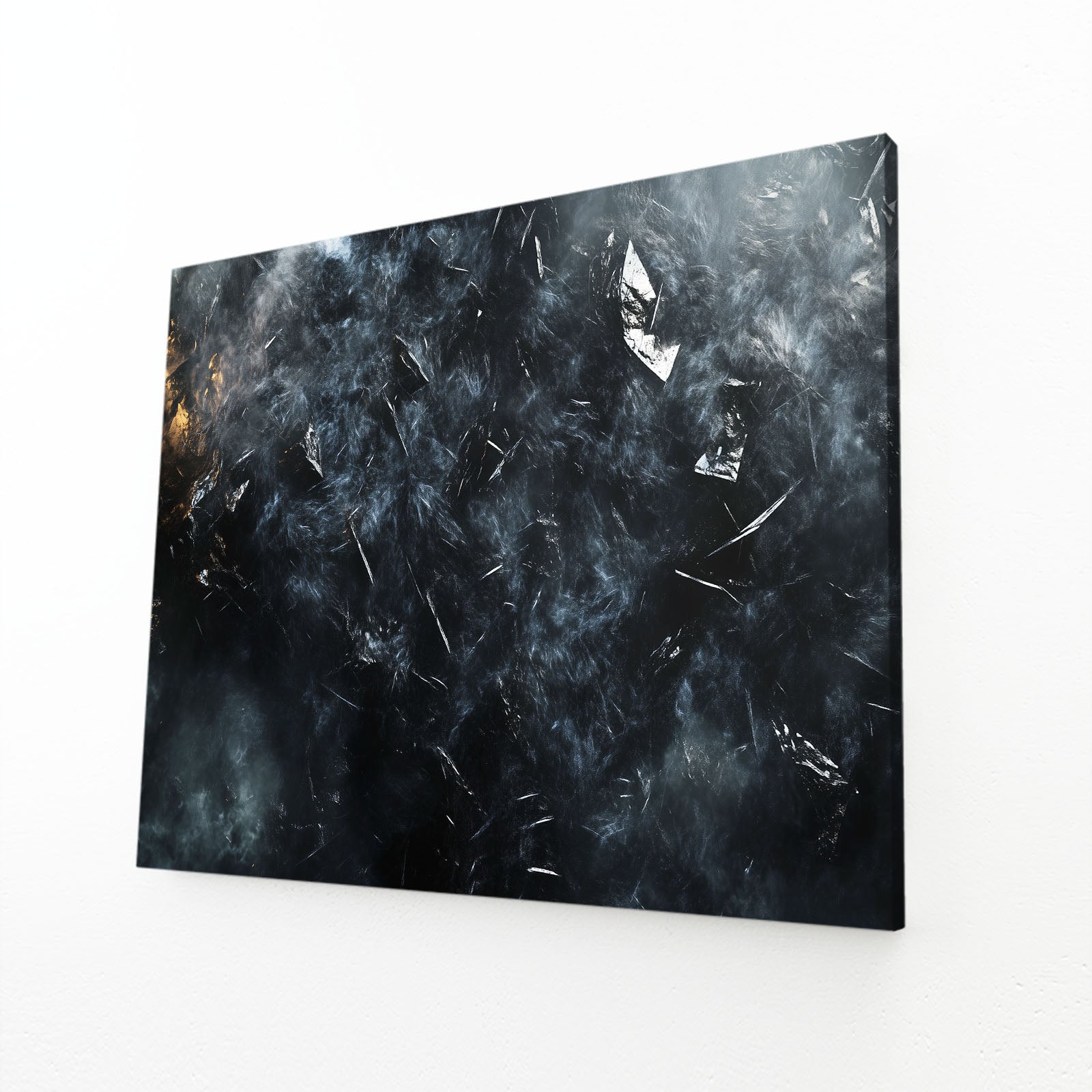 Smoke And Ember Abstract Prints – angled canvas view on white background
