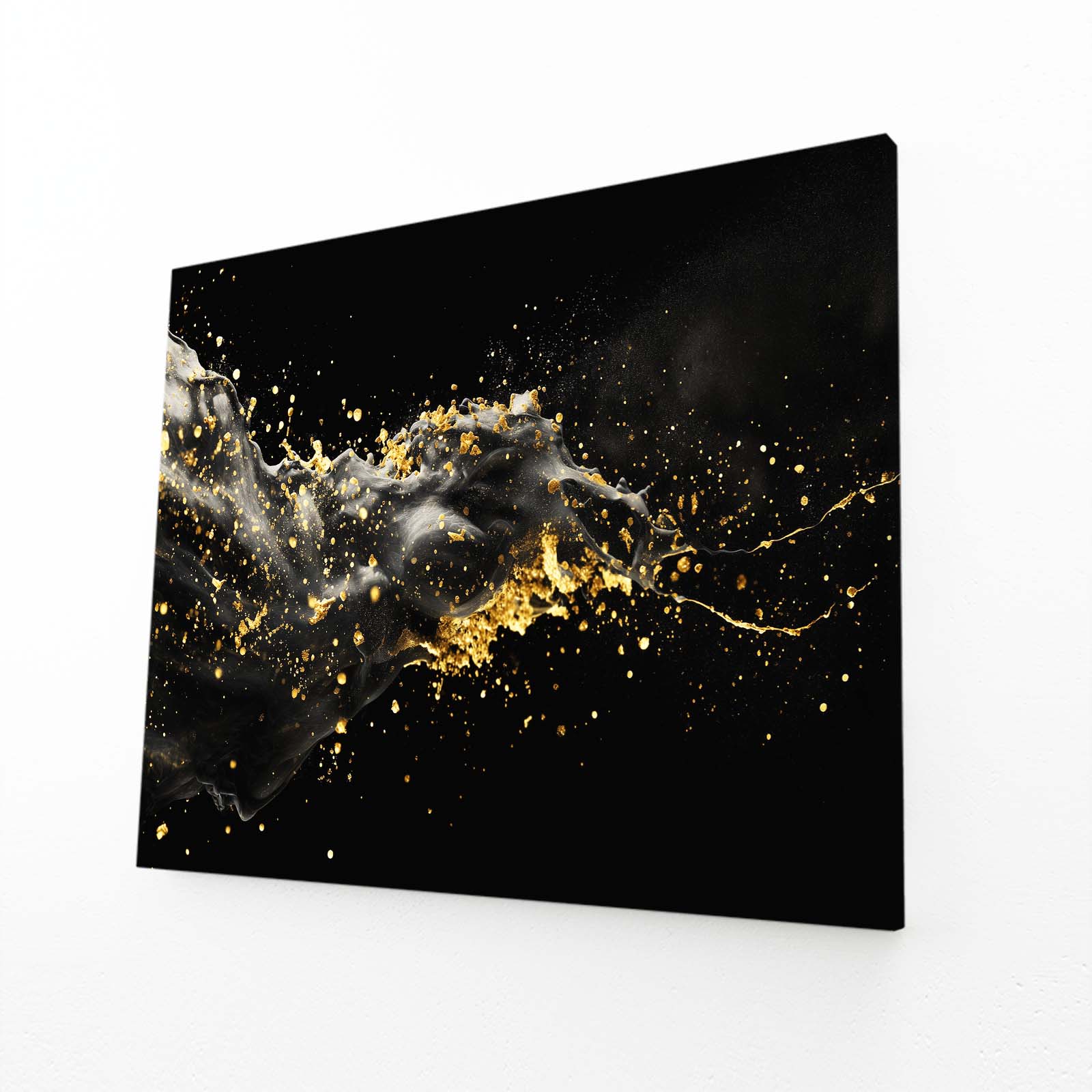 Smoke And Gold Wave Wall Decor – angled canvas view on white background