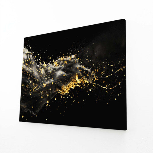 Smoke And Gold Wave Wall Decor – angled canvas view on white background