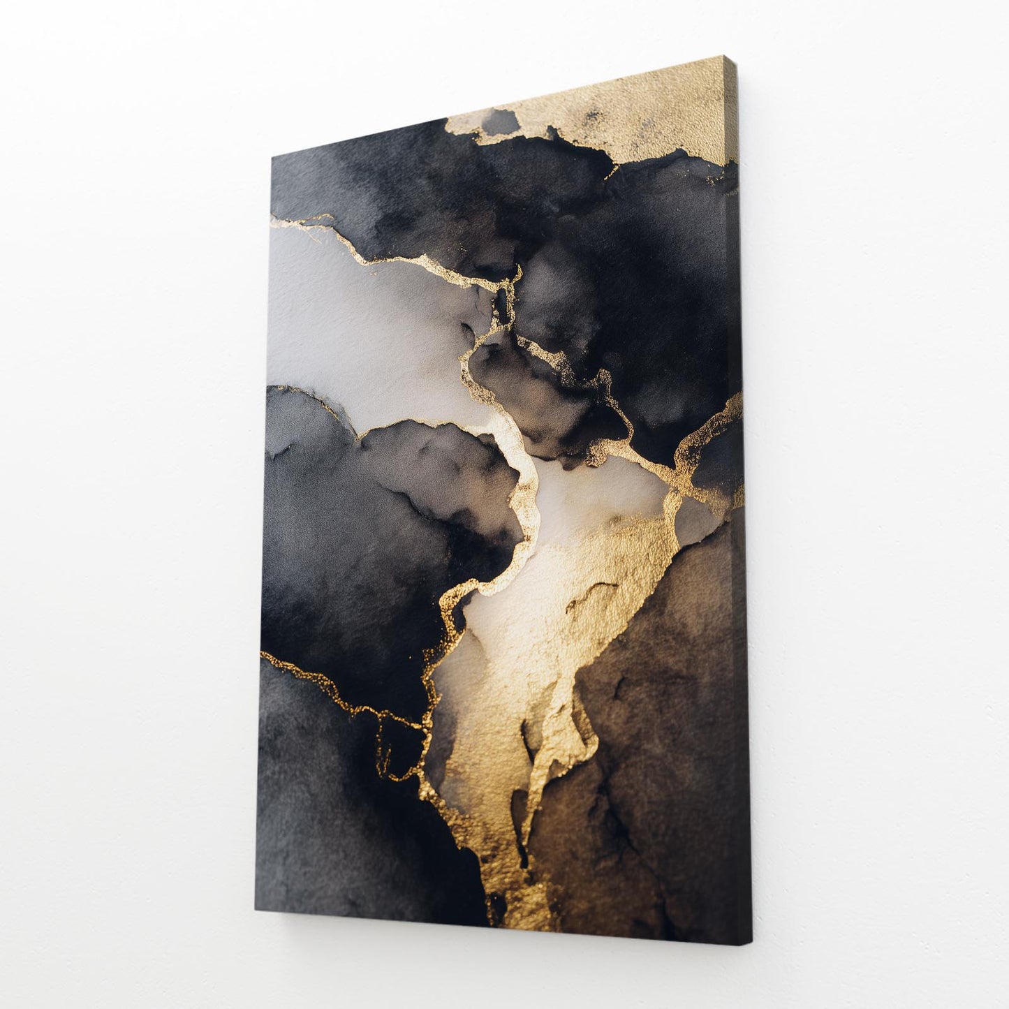 Smoke Marble Gold Canvas – angled canvas view on white background