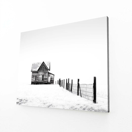 Snowy Fence Farmhouse Canvas – canvas print on white background