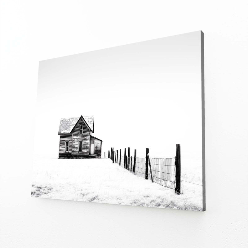 Snowy Fence Farmhouse Canvas – canvas print on white background