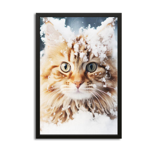 Snowy Whiskers Cat Wall Art – canvas print on white background