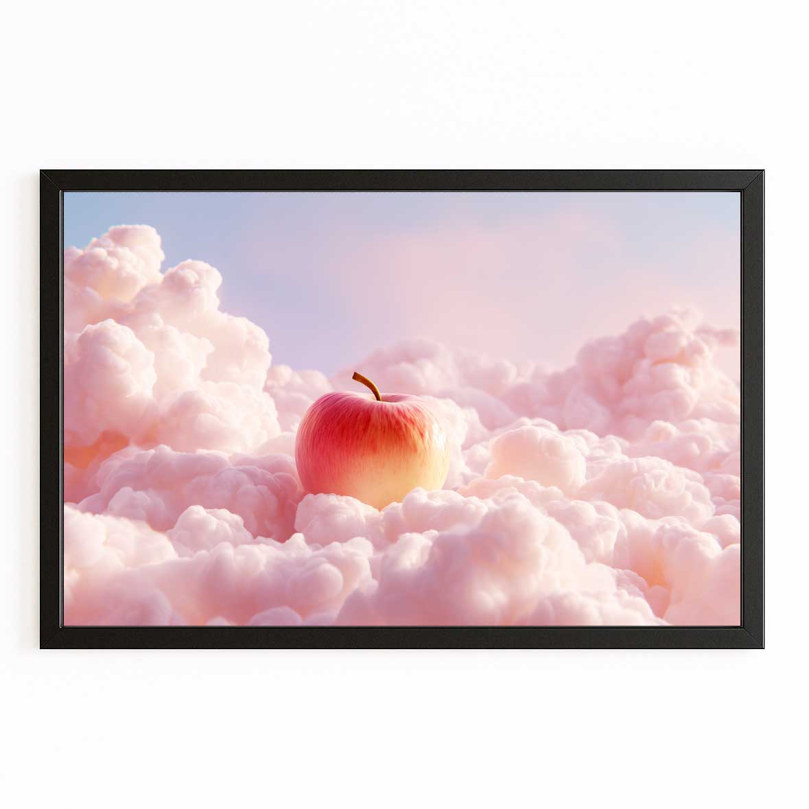 Soft Cloud Dream Apple Wall Decor – with Premium Black frame on white background