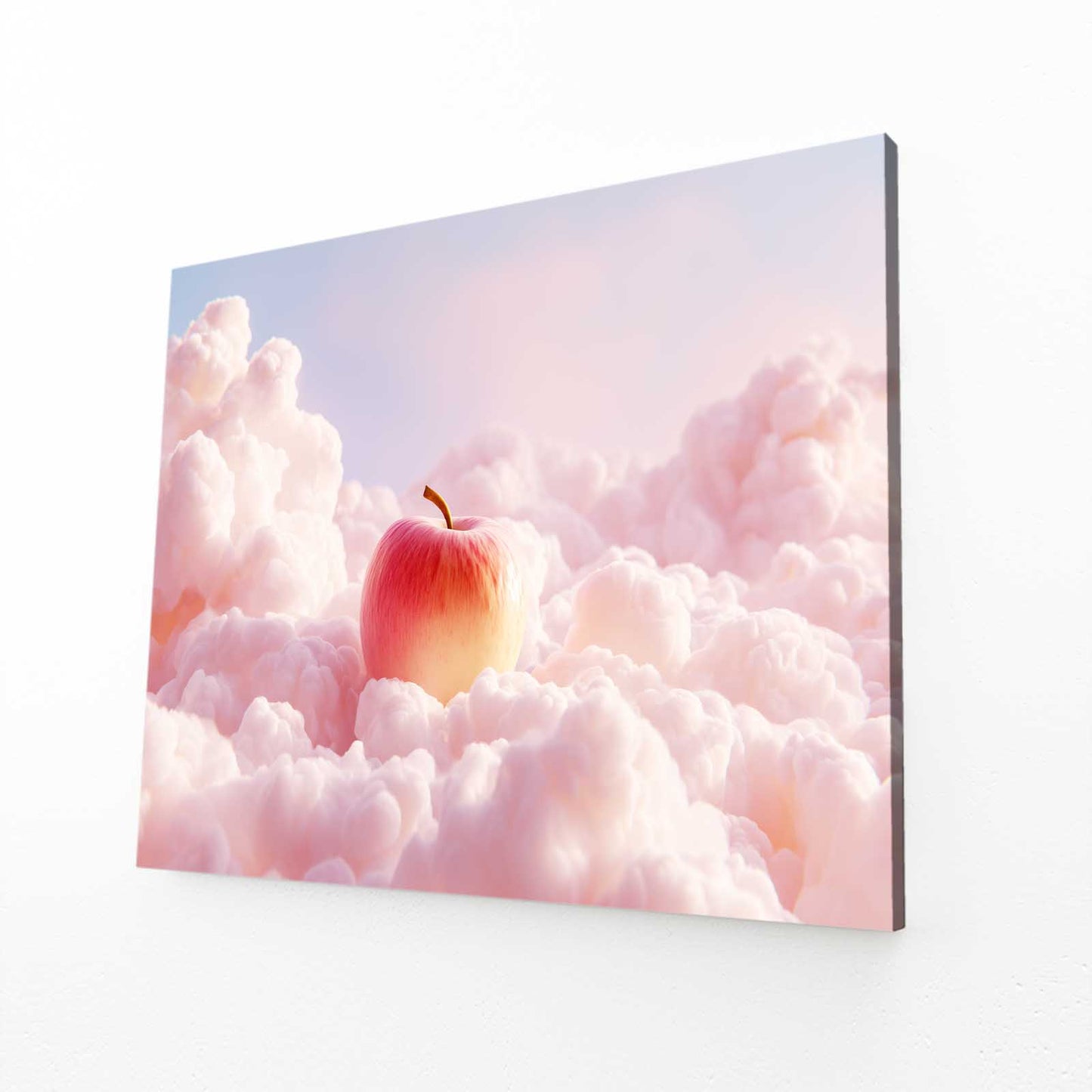 Soft Cloud Dream Apple Wall Decor – angled canvas view on white background