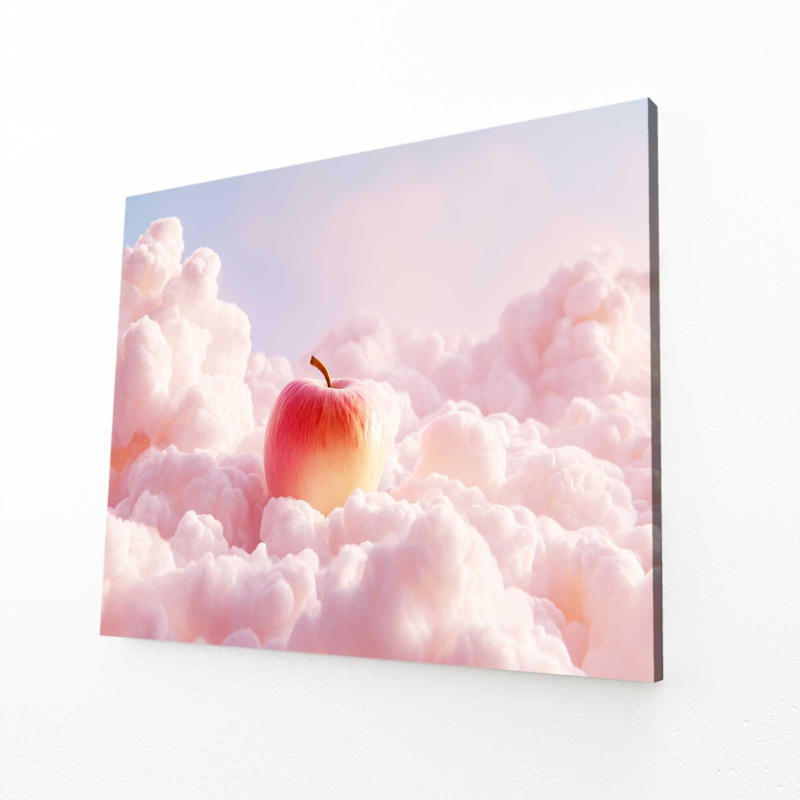 Soft Cloud Dream Apple Wall Decor – angled canvas view on white background