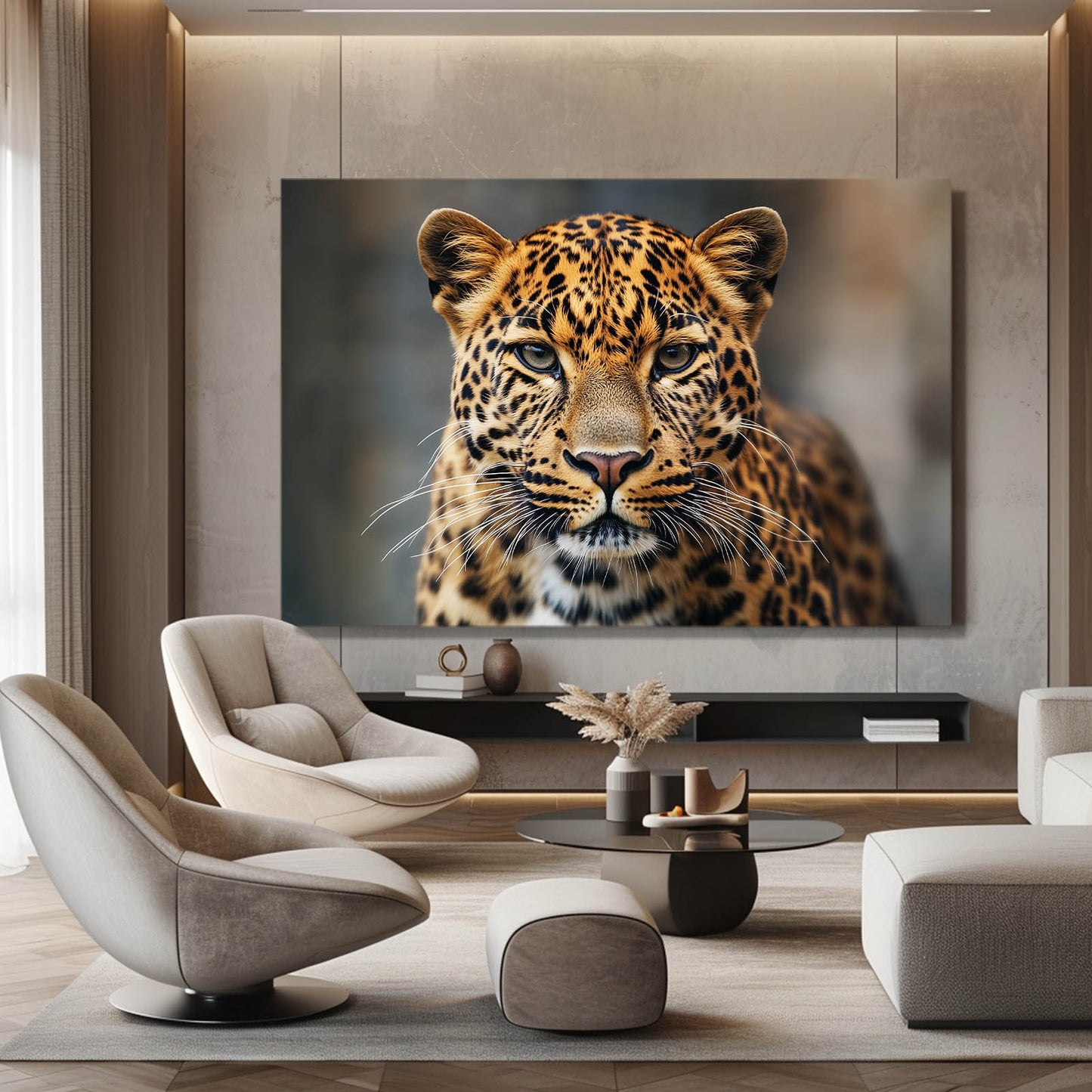 Soft Focus Portrait Leopard Prints – styled in a furnished interior