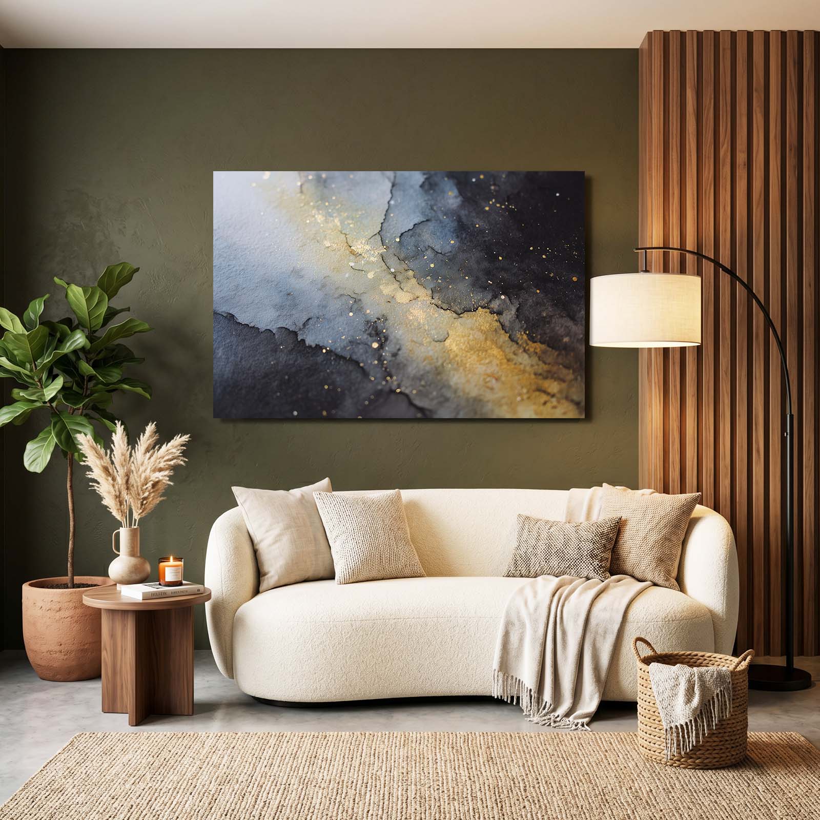 Soft Marble Gold Canvas – styled in a furnished interior