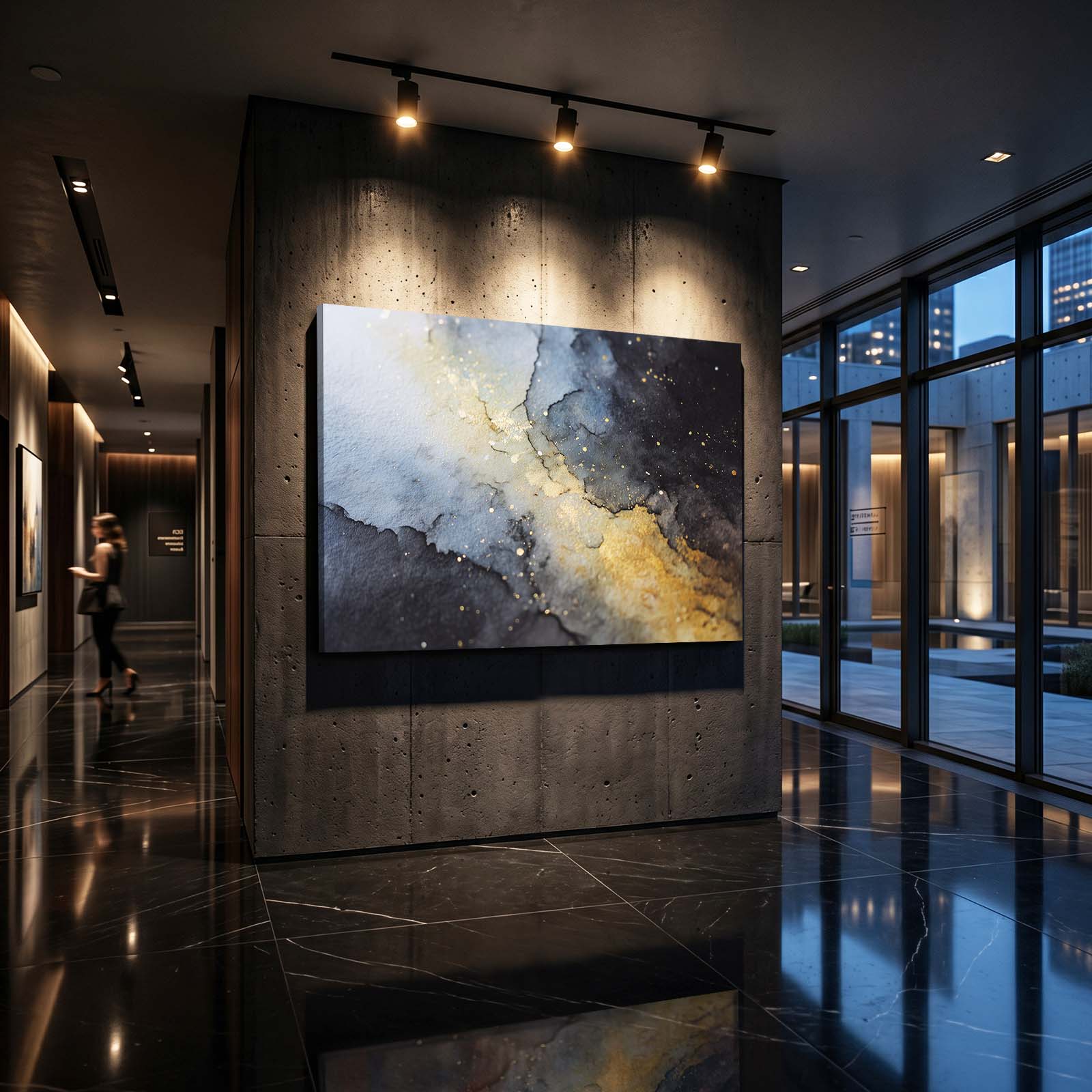 Soft Marble Gold Canvas – styled in a furnished interior