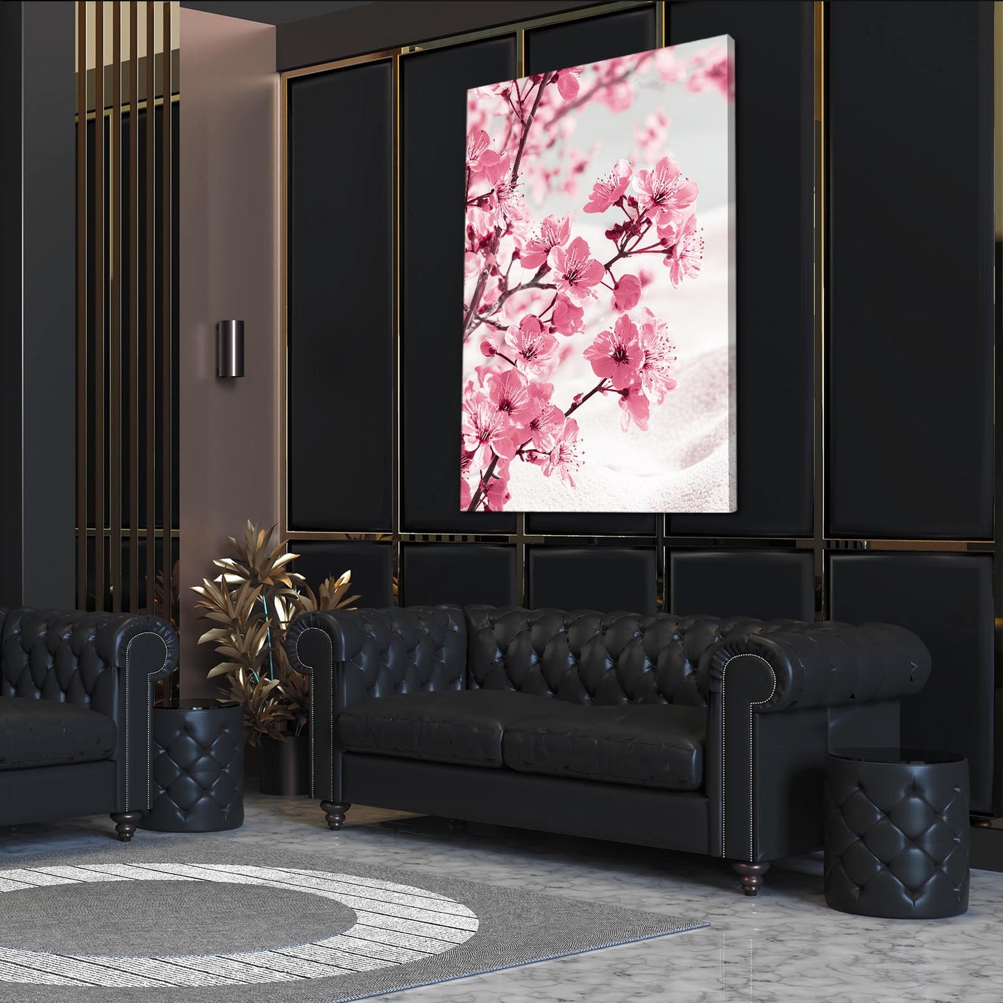 Soft Pastel Branch Cherry Blossom Wall Decor – styled in a furnished interior