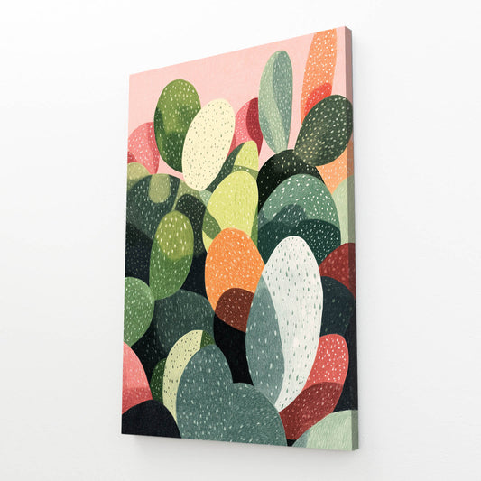 Soft Pastel Paddles Cactus Canvas – angled canvas view on white background