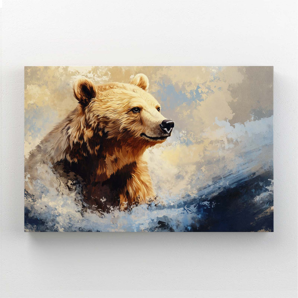 Soft Pastel Wading Bear Art — contemporary canvas print, canvas print on white background