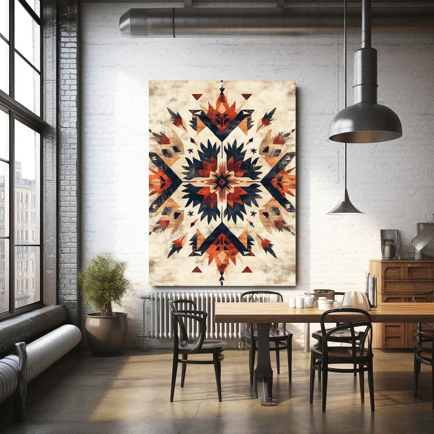 Southwest Star Medallion Mexican Prints — contemporary canvas print, styled in a furnished interior