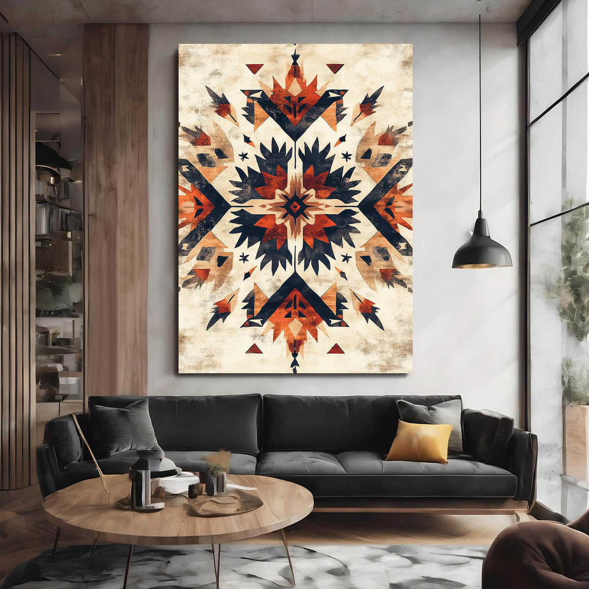 Southwest Star Medallion Mexican Prints — contemporary canvas print, styled in a furnished interior