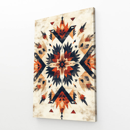 Southwest Star Medallion Mexican Prints — contemporary canvas print, angled canvas view on white background