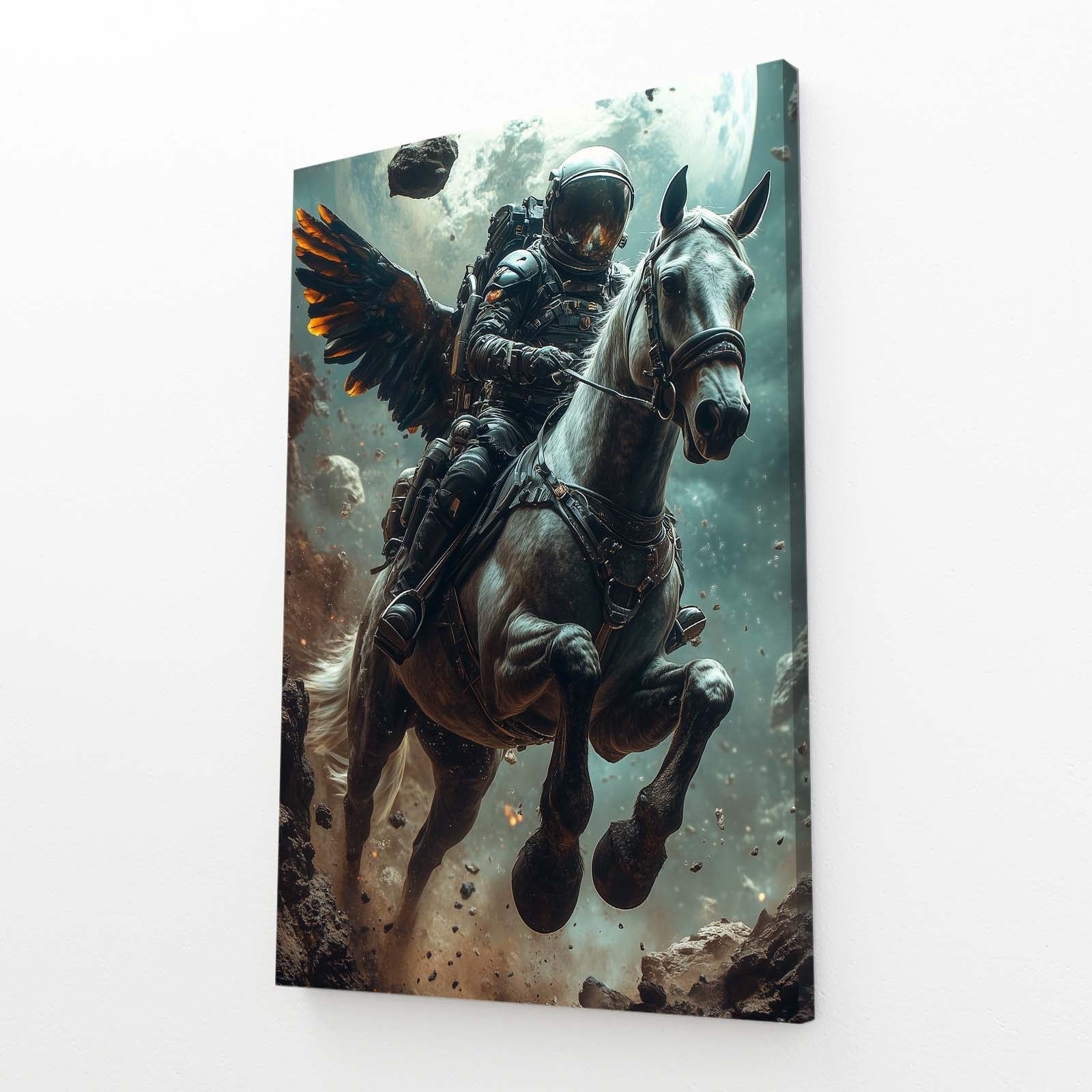 Space Horse Canvas – angled canvas view on white background