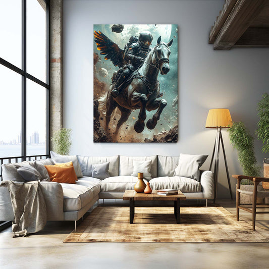 Space Horse Canvas – angled canvas view on white background
