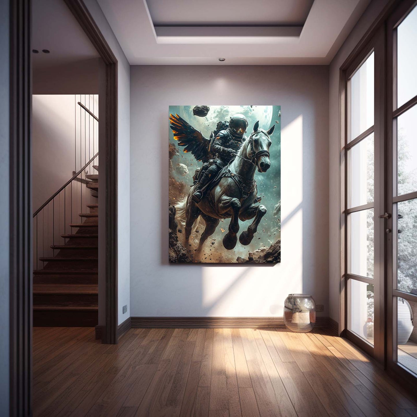 Space Horse Canvas – angled canvas view on white background