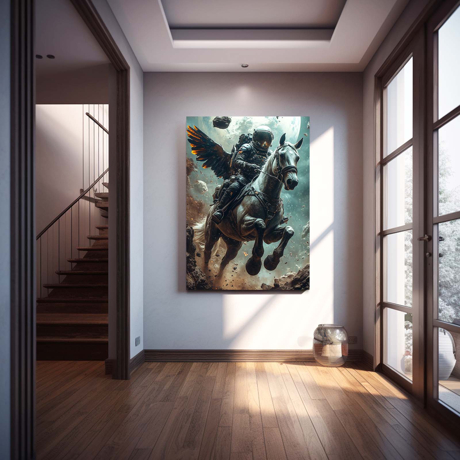 Space Horse Canvas – angled canvas view on white background
