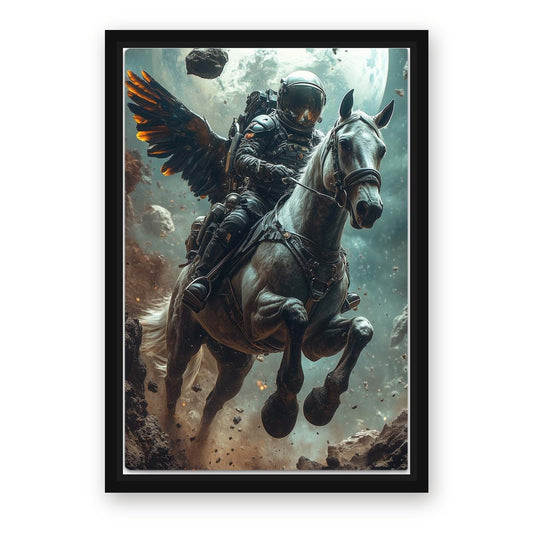 Space Horse Canvas – with Premium Black wood frame