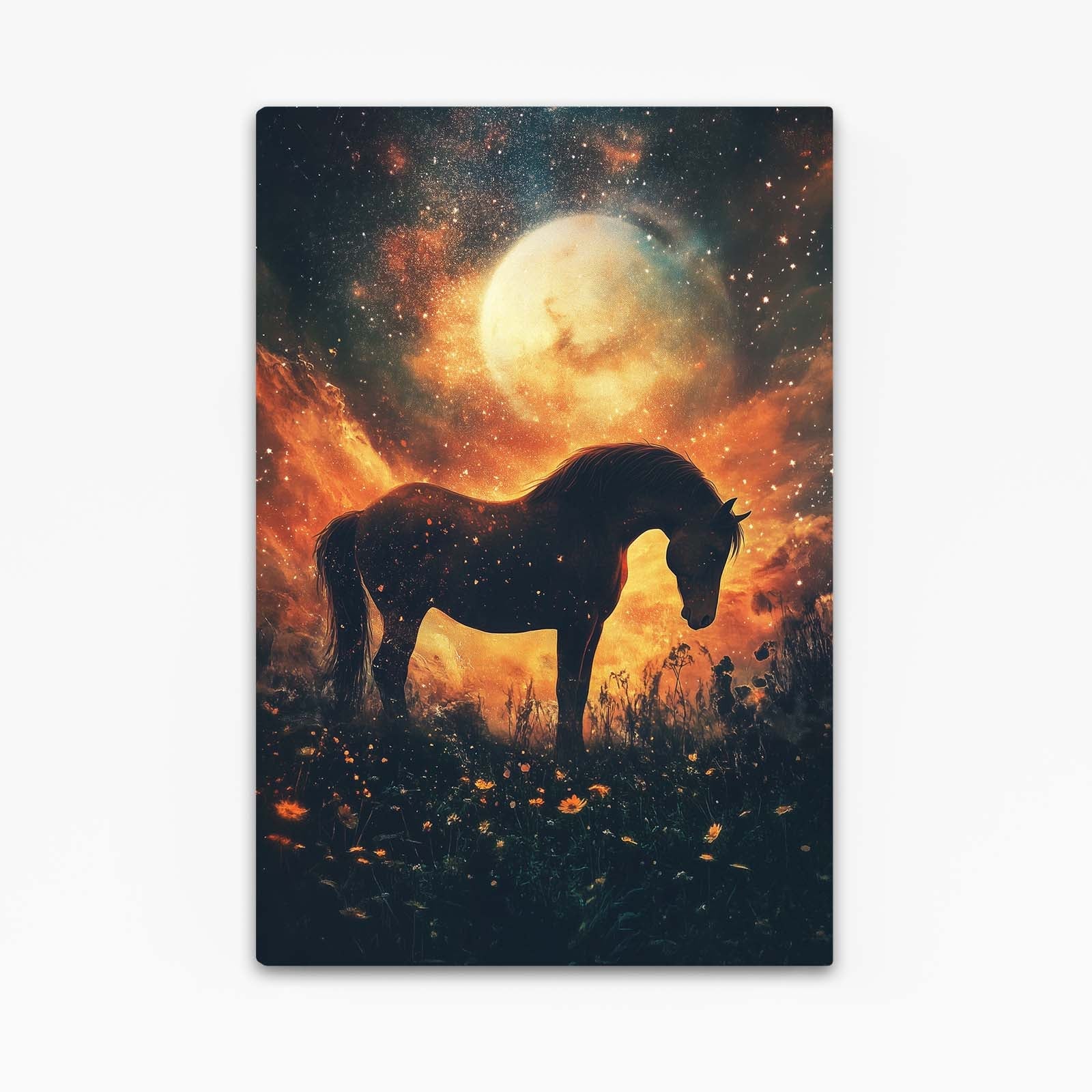 Space Horse Wall Art – angled canvas view on white background