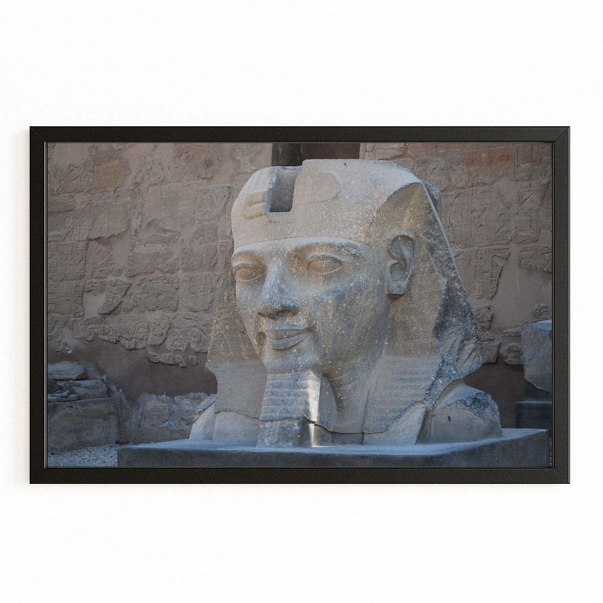 Sphinx Bust Study Egyptian Canvas Art – with Premium Black frame on white background