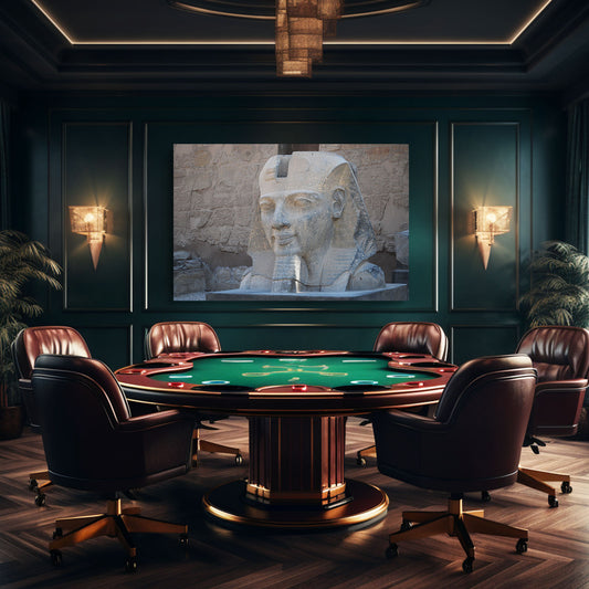Sphinx Bust Study Egyptian Canvas Art – styled in a furnished interior