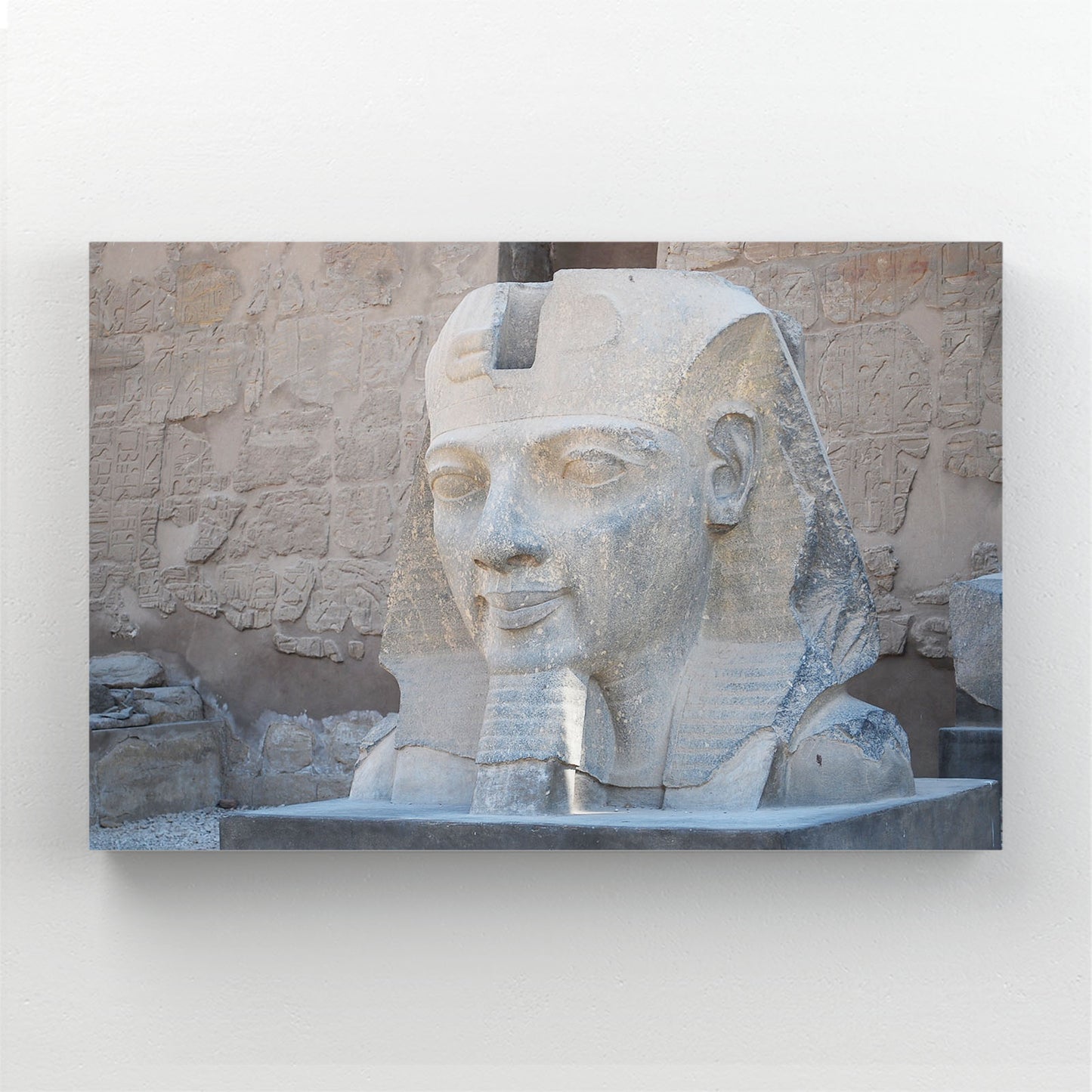 Sphinx Bust Study Egyptian Canvas Art – styled in a furnished interior