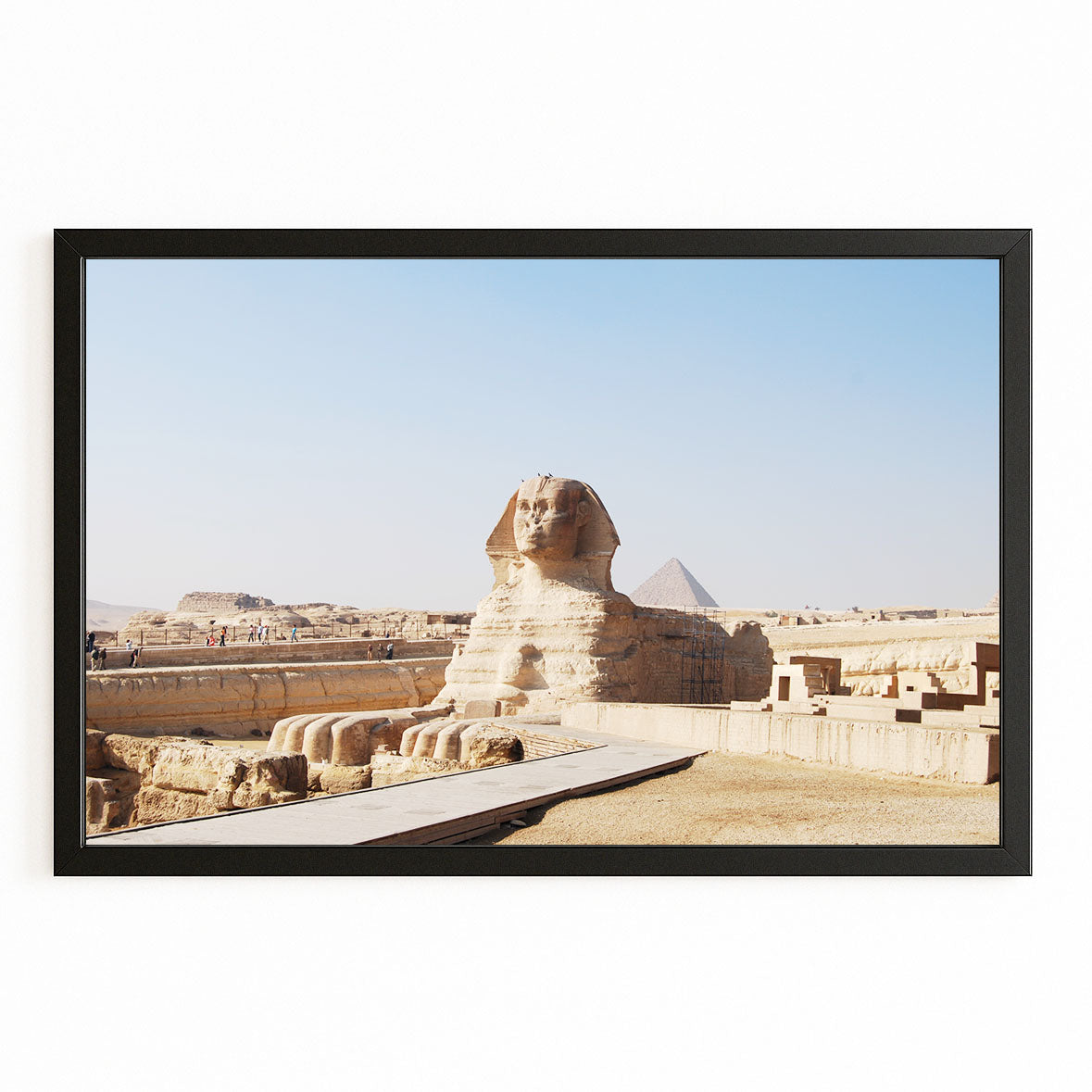 Sphinx Desert Sand Egyptian Wall Decor – with Premium Black frame on white background