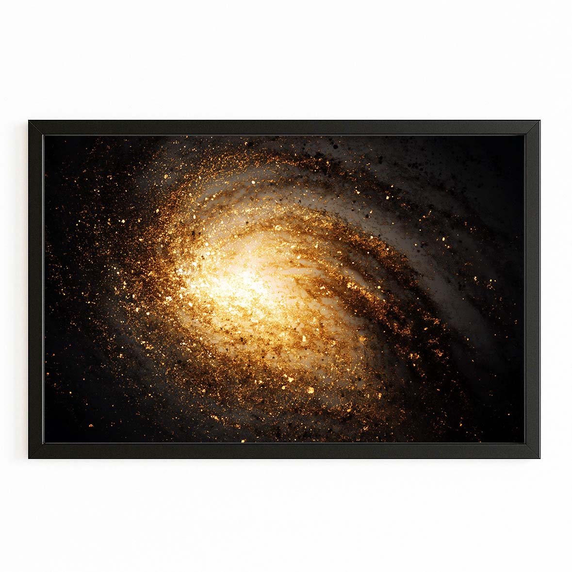 Spiral Galaxy Gold Wall Decor – with Premium Black frame on white background