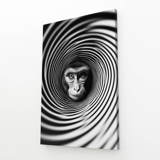 Spiral Illusion Monkey Prints – angled canvas view on white background