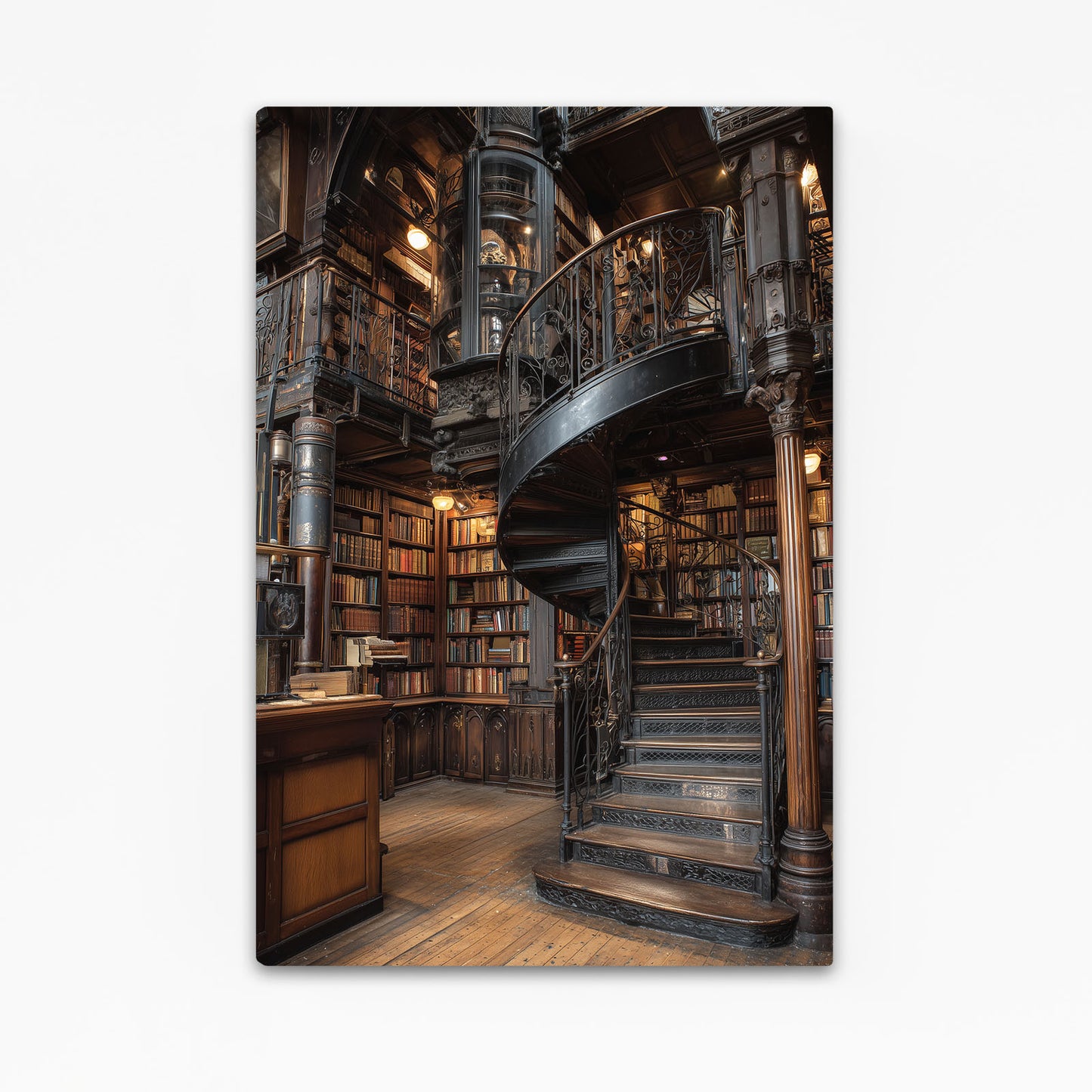 Spiral Library Staircase Steampunk Canvas – spiral library staircase steampunk canvas print