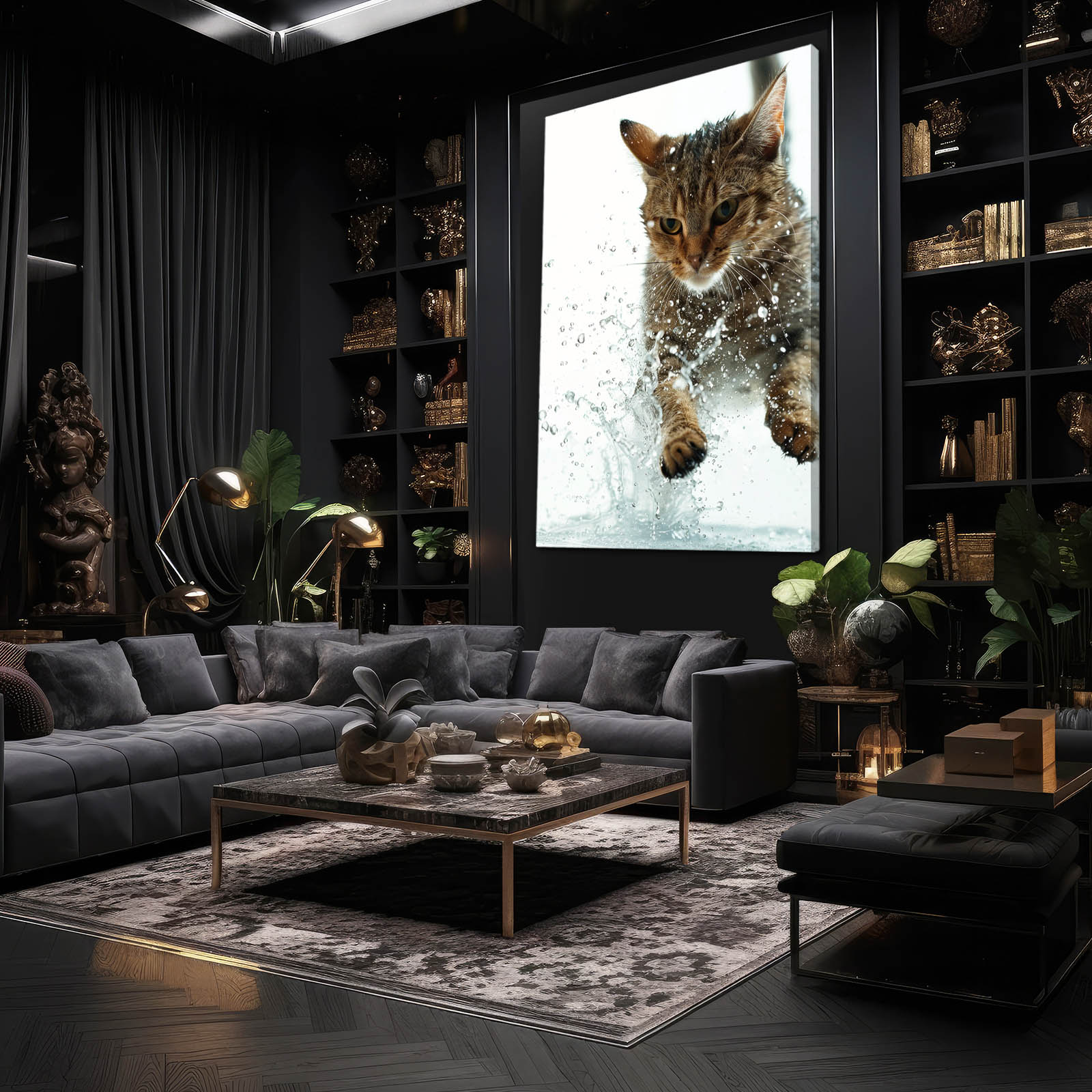 Splash Hunter Cat Art