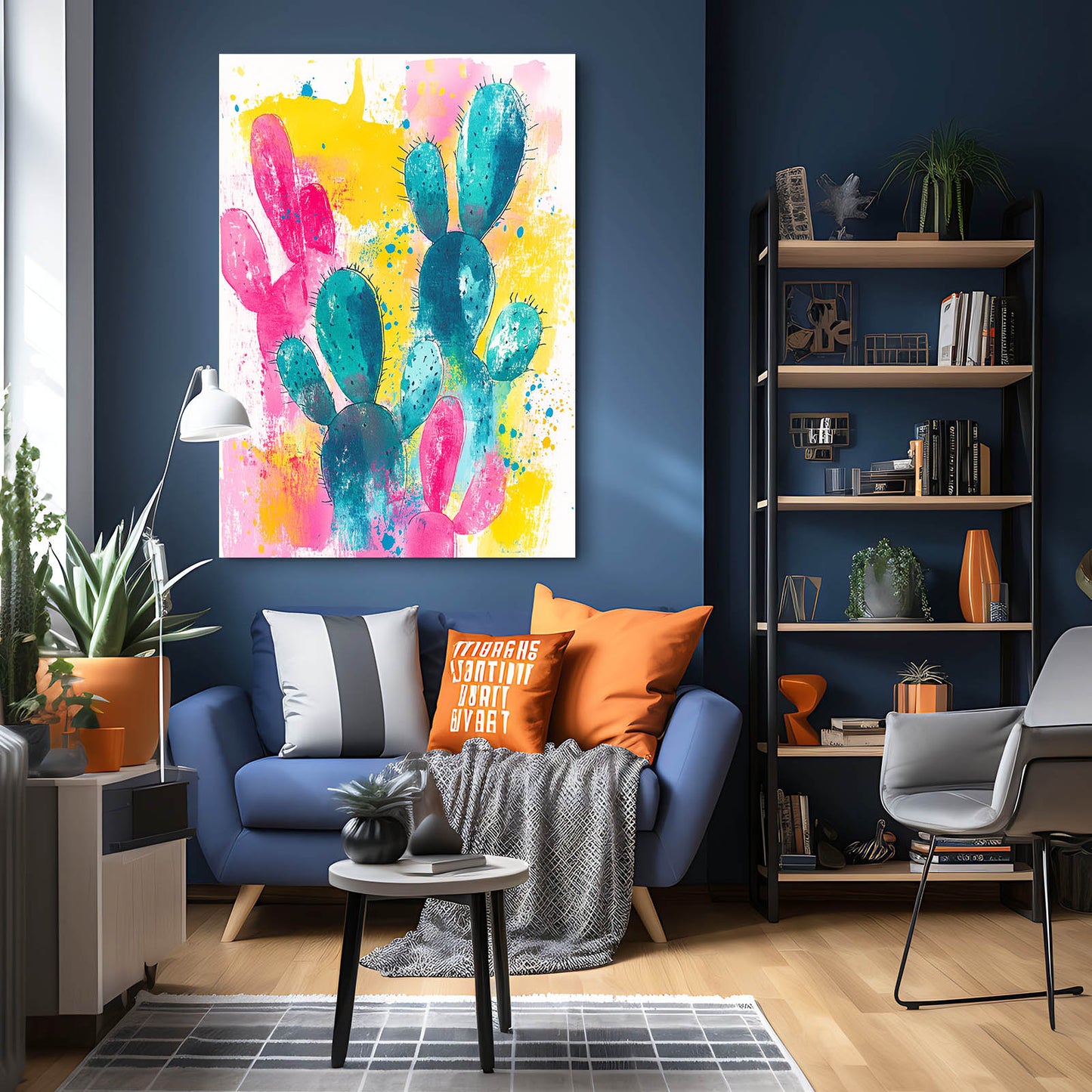 Splash Pink Bloom Cactus Prints – styled in a furnished interior