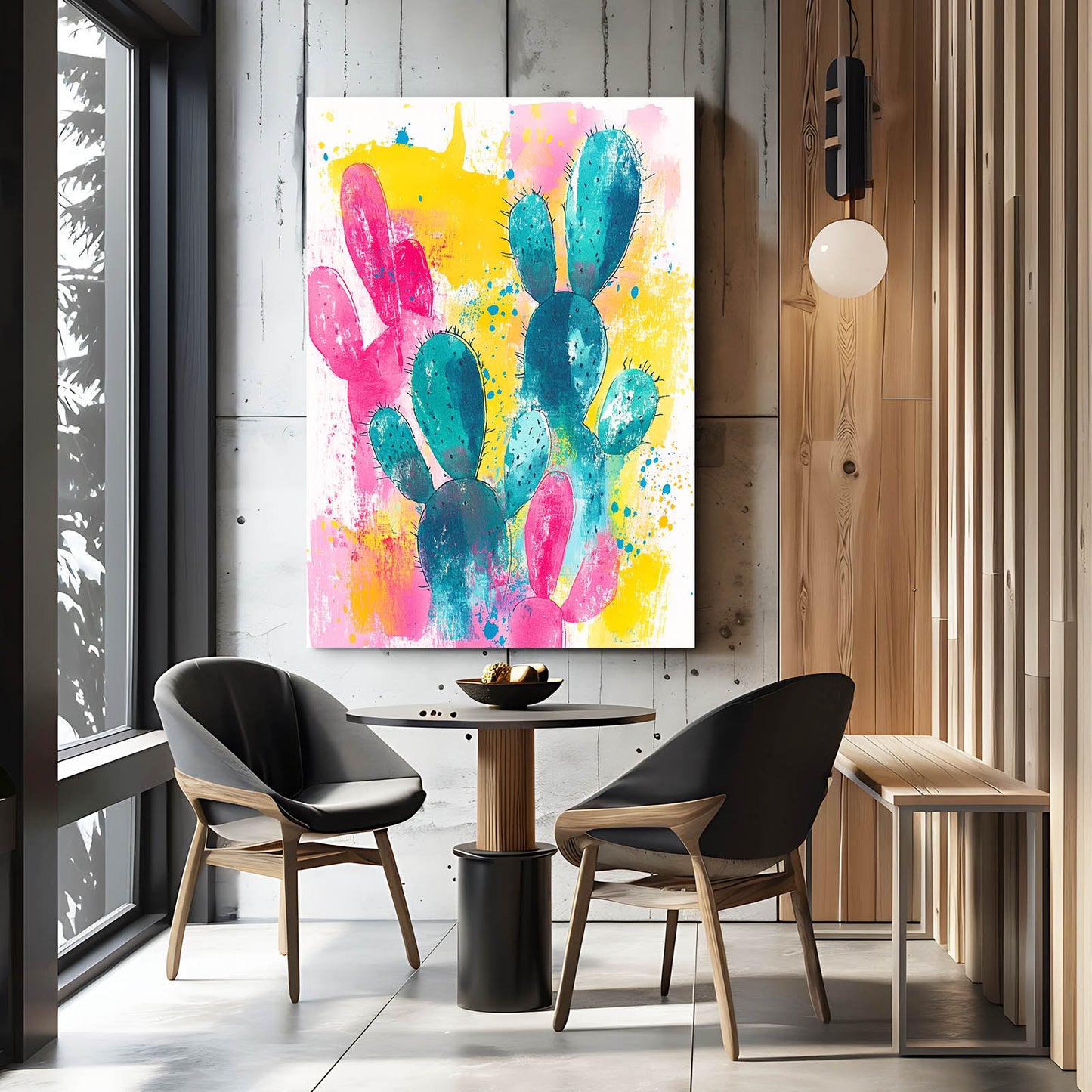 Splash Pink Bloom Cactus Prints – styled in a furnished interior